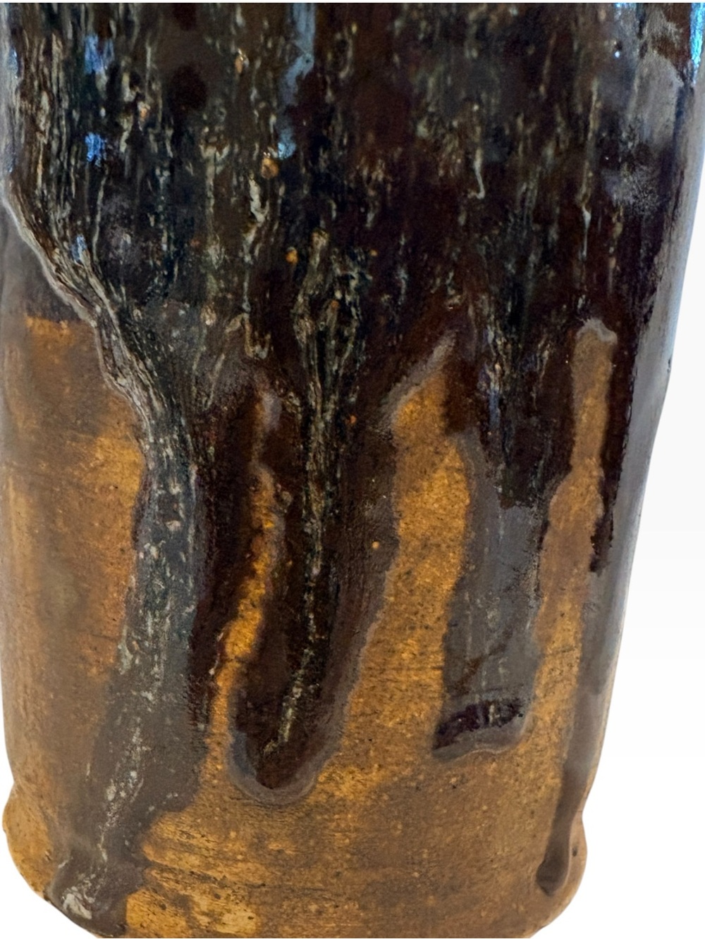 Vintage 1971 Signed Studio Pottery Vase | Handmade Stoneware Drip Glaze Vessel - Picture 8 of 17